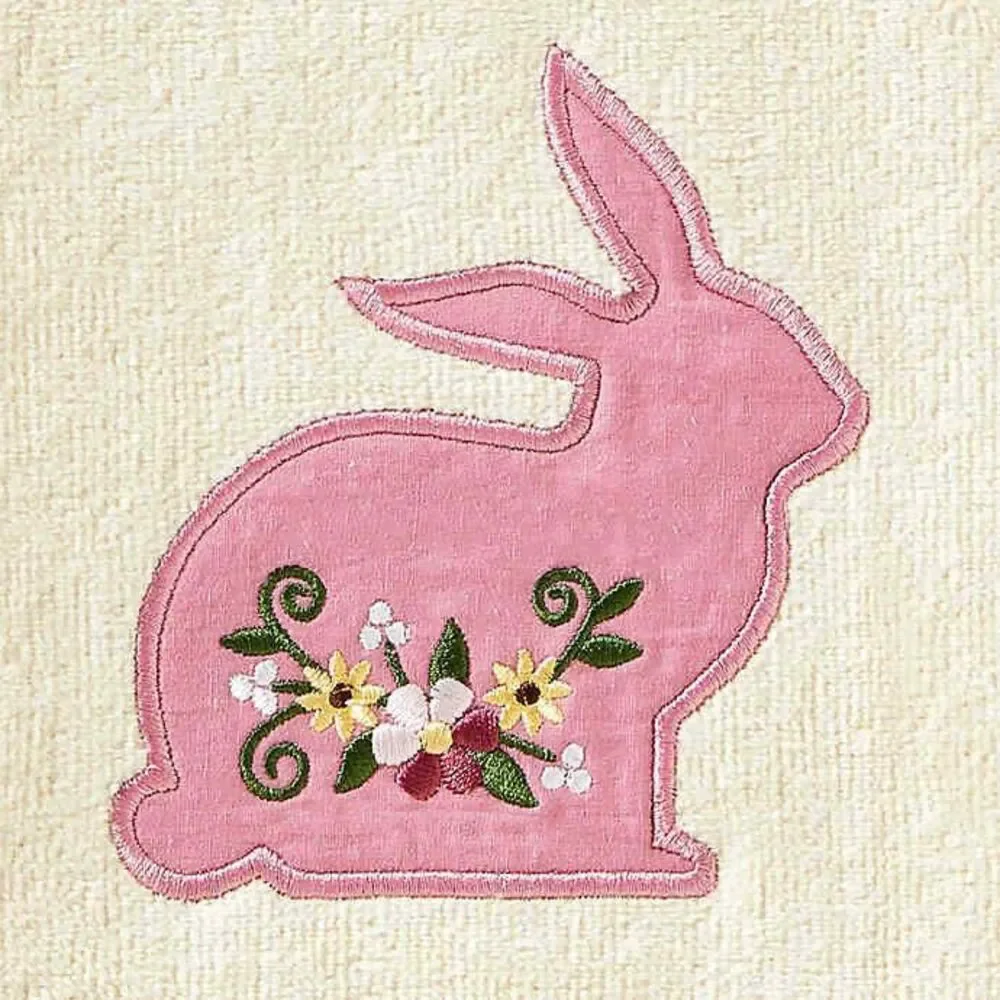 Easter Bunny Hand Towels Set of 2 Embroidered Guest Bathroom Guest Room Natural